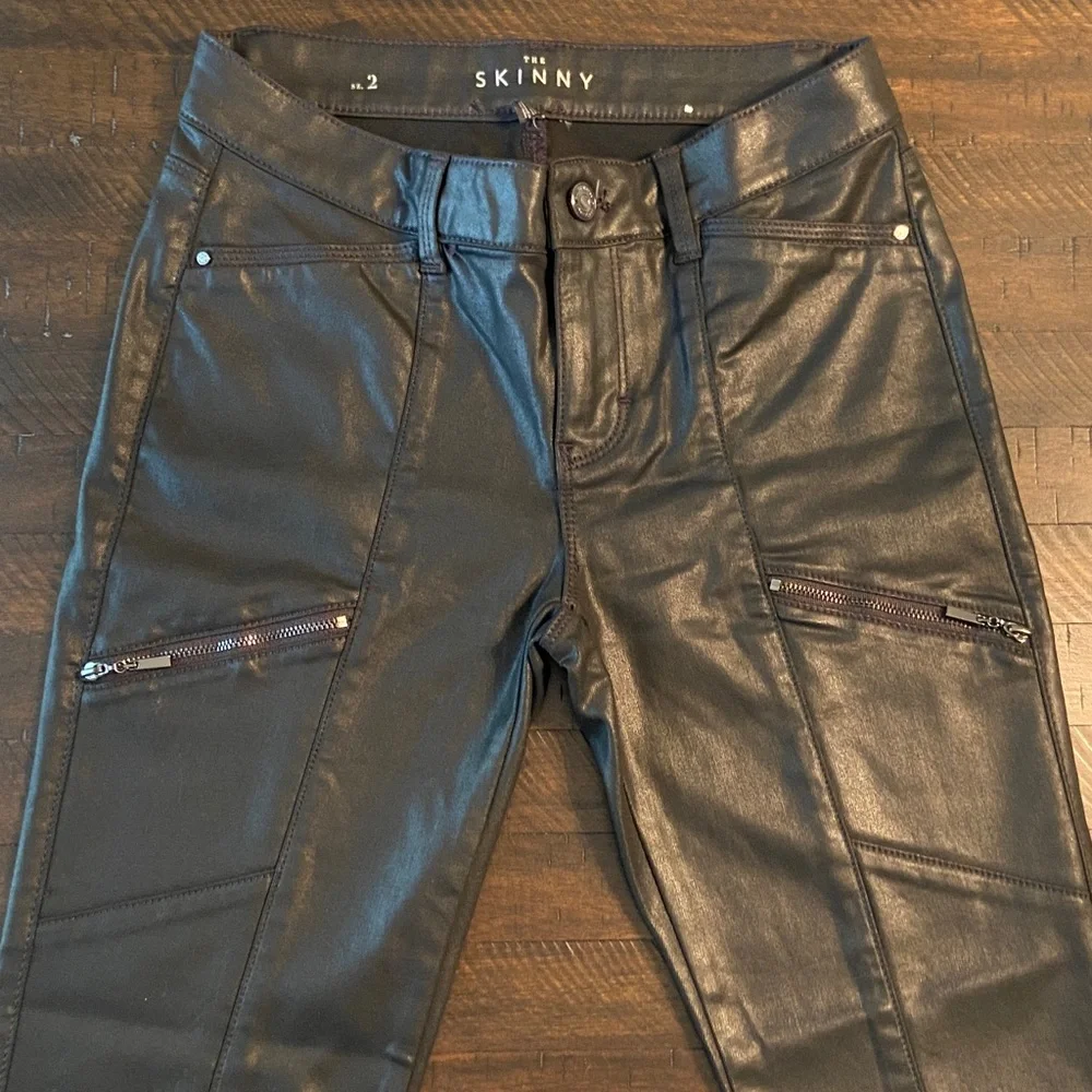Sale! Stylish Skinny Fit Black Moto-Style Leather Pants, WHBM size 2 - Picture 12 of 16